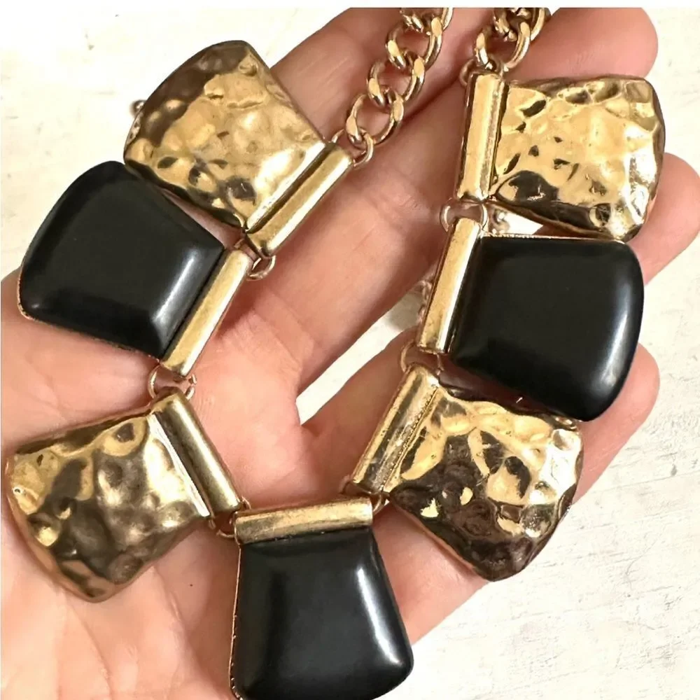 L.JTM gold tone and black necklace